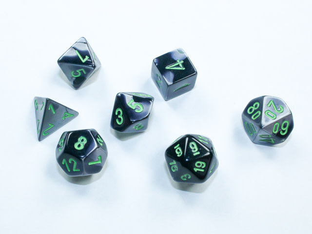 Gemini® Mini-Polyhedral Black-Grey/green 7-Die Set: Unleash Your Gaming Destiny