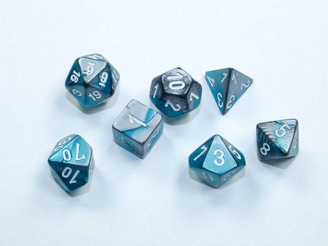Gemini® Mini-hedral™ 7-Die Set in Steel-Teal/White: Unleash Perfect Role-Playing Magic
