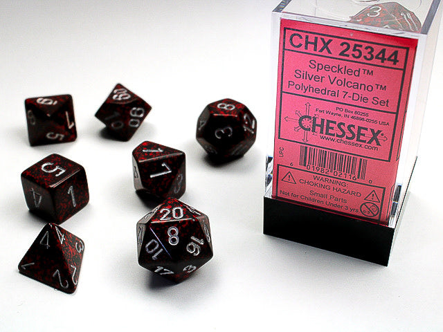 Unleash Your Luck: Speckled Silver Volcano Polyhedral 7-Dice Set - Engage Now!