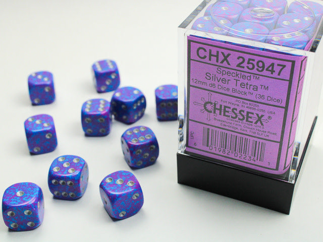 Speckled Silver Tetra 12mm D6 (36) - Spark Your Dice Collection with Exquisite Beauty