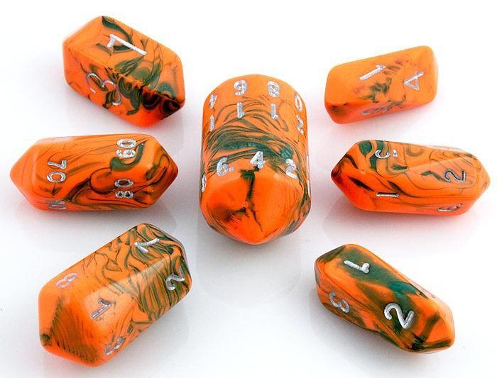 Crystal Toxic Dice Orange Green (7) - Enhance Your Gaming Experience with Vibrant and Unique Dice