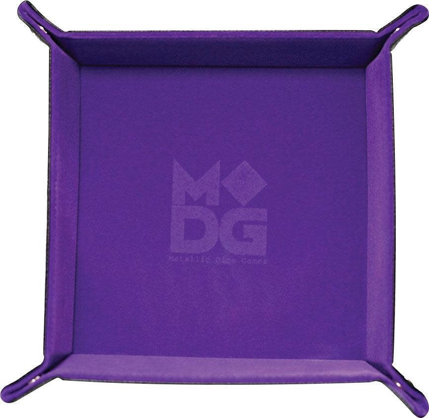 Purple Velvet Folding Dice Tray with Leather Backing | 10x10 | Game in Style
