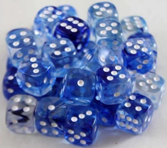 Exquisite Nebula Dark Blue/White 12mm d6 Dice Block (36 Dice) - Unleash Cosmic Magic!