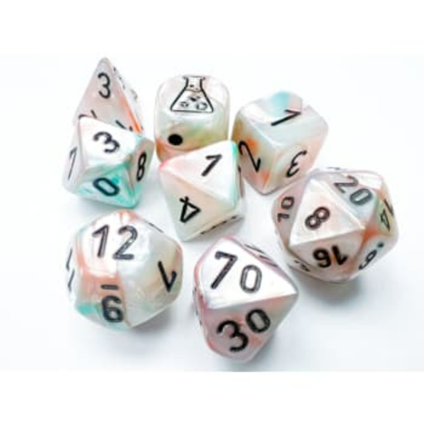 Lustrous Sea Shell/Black Poly 7 Lab Dice Set - Unleash Your Gaming Brilliance!