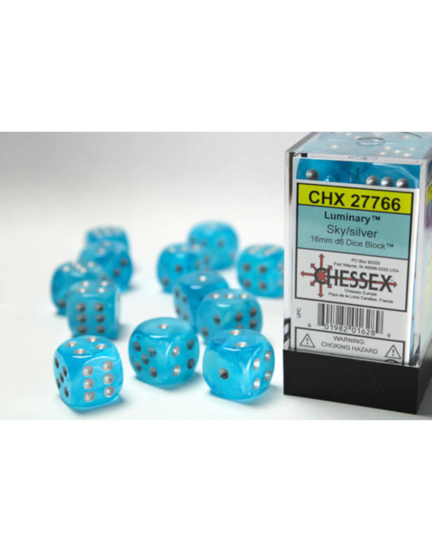 Shine Bright with Luminary Sky/silver 16mm D6 Dice Block - 12 Dice Set