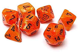 Unleash Your Luck with Vortex Orange Black Polyhedral 7-Dice Set!
