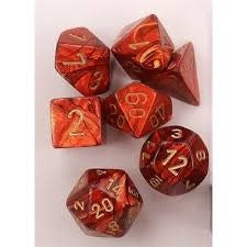 Scarab Scarlet/Gold Polyhedral Dice Set - Unleash Your Fate in Style!