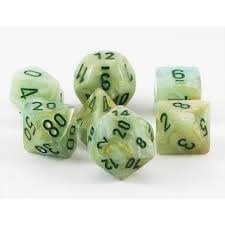 Unleash your luck with exquisite Marble Green 7-Dice Set