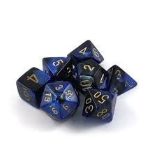 Gemini Black-Blue/gold Polyhedral 7-Die Set for Stellar Adventures