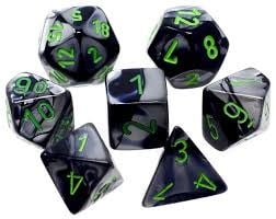 Gemini Black-Grey/green Polyhedral Dice Set - Unleash Your Luck! 🎲