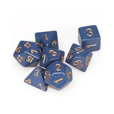 Magical Opaque Dusty Blue/Copper Polyhedral 7-Dice Set - Unleash Your Gaming Adventure!