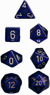 Dazzle Your Gameplay with Speckled Golden Cobalt Polyhedral 7-Die Set