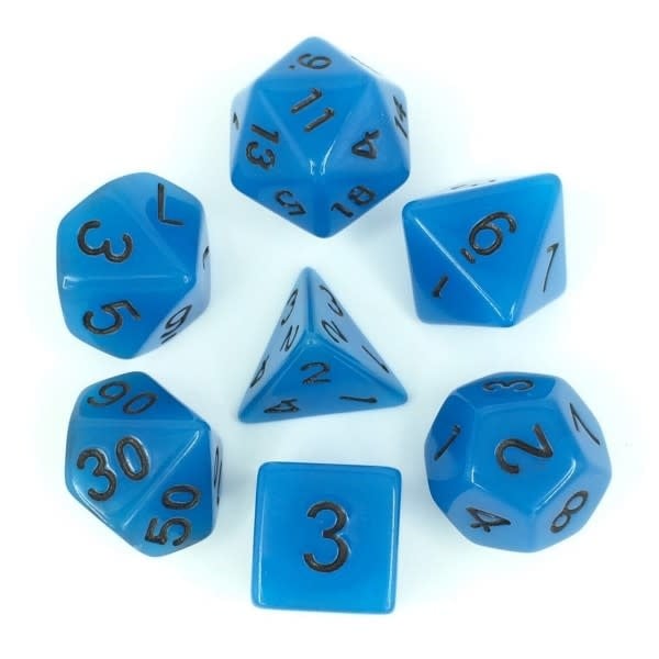 Illuminate Your Game with Glow in the Dark Blue Poly Dice (7) - Roll in Style!
