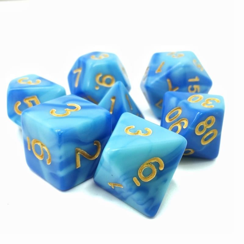 Unleash Your Luck with Blend Blue-Sky Blue Poly Dice Set - 7 Pieces