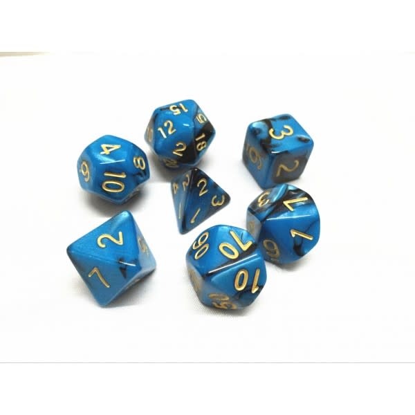 Experience the Enchantment of Blend Blue-Black Poly Dice (7) for Impeccable Gaming Joy