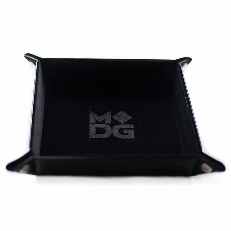 Luxurious Black Velvet Folding Dice Tray with Leather Backing - 10x10 inches
