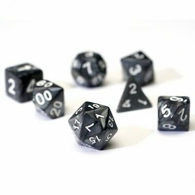 Enhance Your Adventure with RPG Dice Set (7) in Pearl Charcoal Grey Acrylic