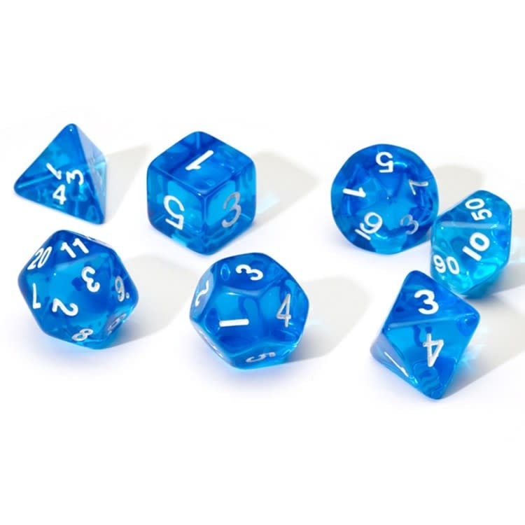 Immerse in Adventure with Translucent Blue Resin RPG Dice Set (7)