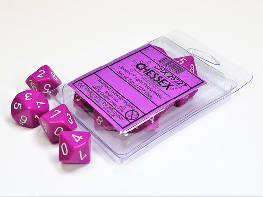 Magical Opaque Light Purple & White Set of 10 d10s – Enhance Your Gaming Experience Now!