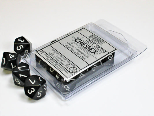 Premium Opaque Black/White Set of 10 D10 Dice - Level Up Your Game Now!