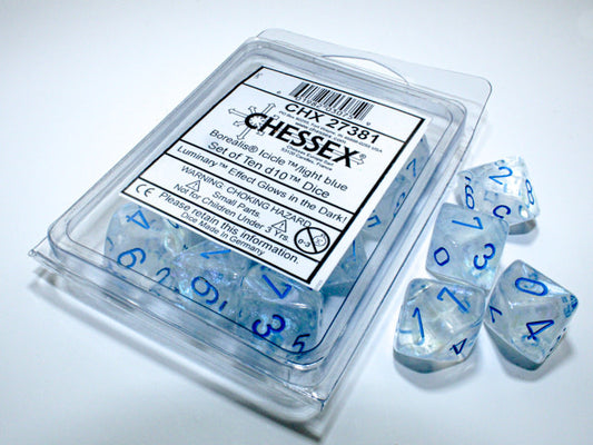 Borealis Icicle/light blue Set of 10 d10s - Frozen Elegance for Your Game Night