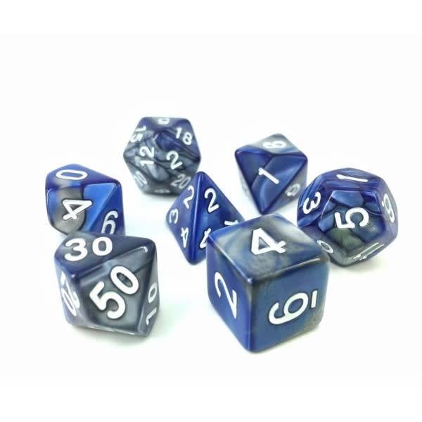 Discover the Enchanting Blend Silver-Blue Poly Dice Set (7) for Your Next Adventure!