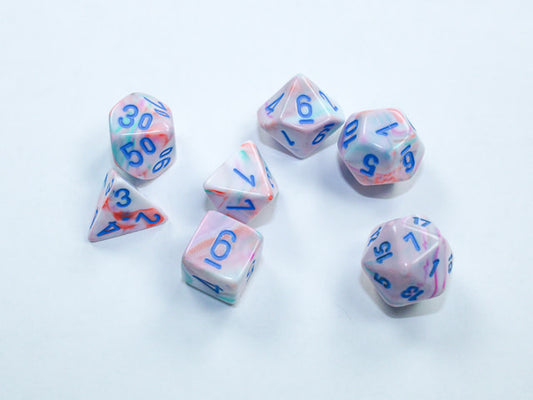 Spark Joy with Festive Pop Art Blue Mini-Polyhedral Dice Set