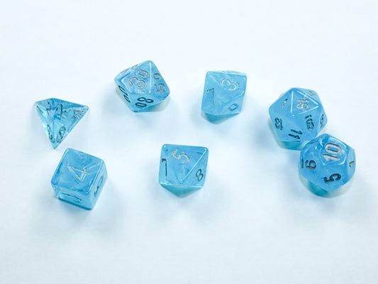 Unleash Magic: Luminary Sky Silver Dice Set - 7 Polyhedral Pieces