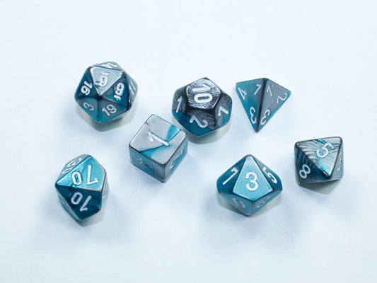 Gemini® Mini-hedral™ 7-Die Set in Steel-Teal/White: Unleash Perfect Role-Playing Magic