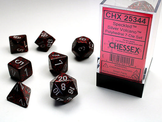 Unleash Your Luck: Speckled Silver Volcano Polyhedral 7-Dice Set - Engage Now!