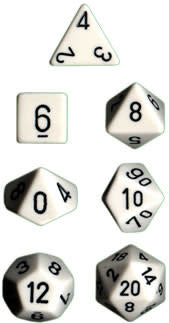 Dive into Adventure: Opaque White/Black Polyhedral 7-Die Set for Enthralling Gameplay