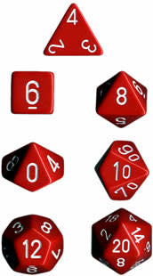 Unleash Your Luck with Opaque Red/white Polyhedral 7-Dice Set - Get Yours Now!
