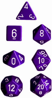 Discover Exquisite Opaque Purple/white Polyhedral 7-Die Set - Unleash Your Gaming Destiny!