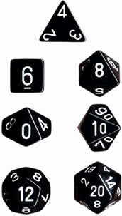 Discover Elegance: Opaque Polyhedral Black White 7-Die Set
