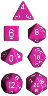 Unlock Mystical Adventures with Opaque Light Purple/White Polyhedral Dice Set