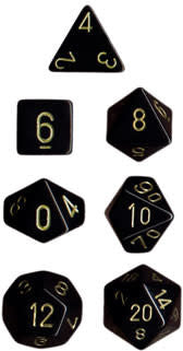 Discover the Mystical Allure of Opaque Black/Gold Polyhedral 7-Dice Set