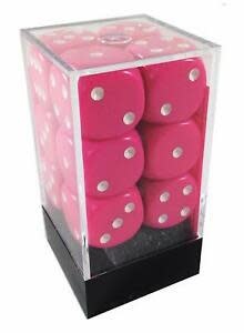 Spark Joy with Opaque Pink/White 16mm D6 Dice Set (12 Dice) - Enhance Your Game Now!