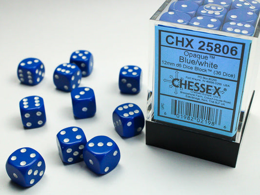 Stunning Opaque Blue/White 12mm D6 Set - Discover Limited Edition Magic!