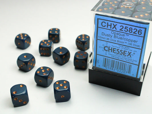 Discover Exquisite Opaque Dusty Blue/copper 12mm d6 Dice Set - 36 Stylish Pieces