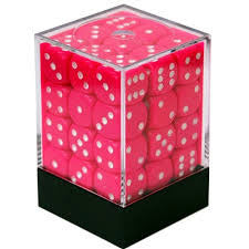 Premium Opaque 12mm d6 Pink/white Dice Block™ - Set of 36 High-Quality Dice