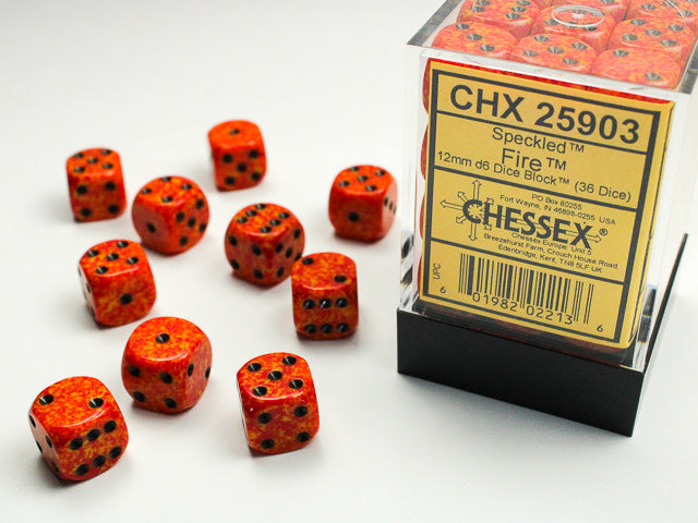 Unleash Your Fun with Speckled 12mm d6 Fire Dice Set - 36 Dice