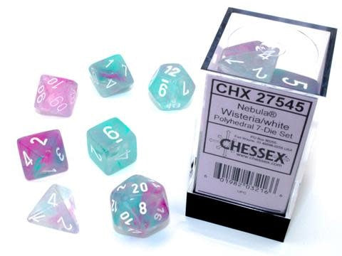 Discover the Enchanting Nebula Wisteria/White Luminary Polyhedral 7-Dice Set