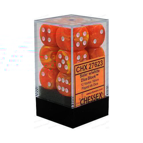 Enhance Your Game with Vortex 16mm D6 Solar/White Dice Set