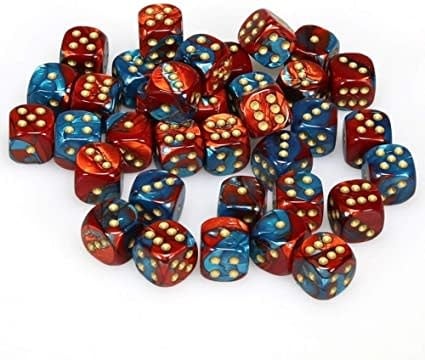 Gemini® 12mm d6 Blue-Red/gold Dice Block™: Unleash Your Luck with 36 Exquisite Dice