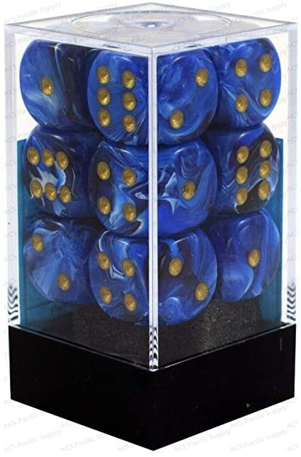 Unleash Destiny with Vortex Dice 16mm d6 Blue/Gold Set (12 Dice)
