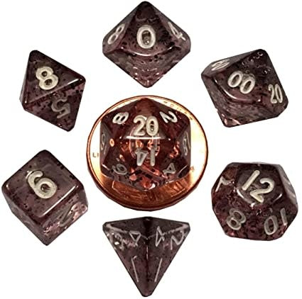 Mini Ethereal Black Polyhedral Dice Set with White Numbers - Unleash Your Gaming Magic