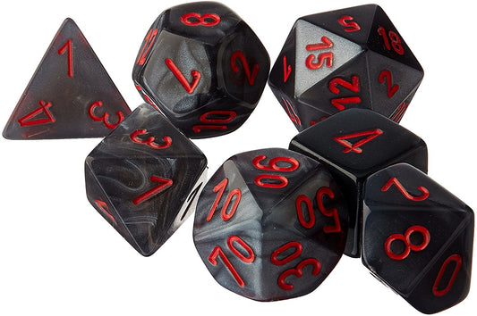Enhance Your Game: Velvet Black/Red Polyhedral 7-Dice Set - Premium Quality