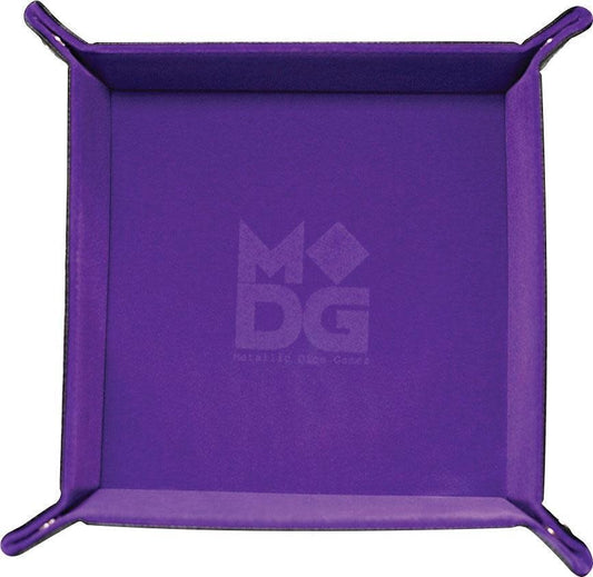 Purple Velvet Folding Dice Tray with Leather Backing | 10x10 | Game in Style