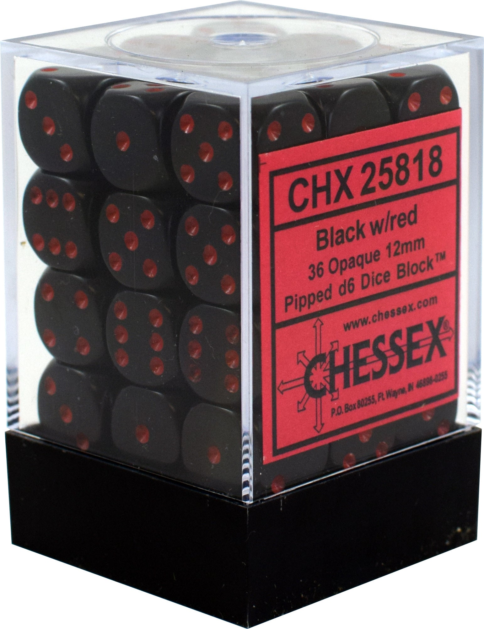 Enhance Your Gameplay with Opaque Black/red 12mm d6 Dice Block (36 dice)