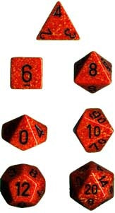 Spark Your Adventure with Speckled Fire Polyhedral 7-Dice Set